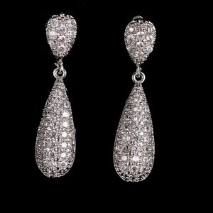 Teardrop Sterling silver Cubic Zicornia  earrings